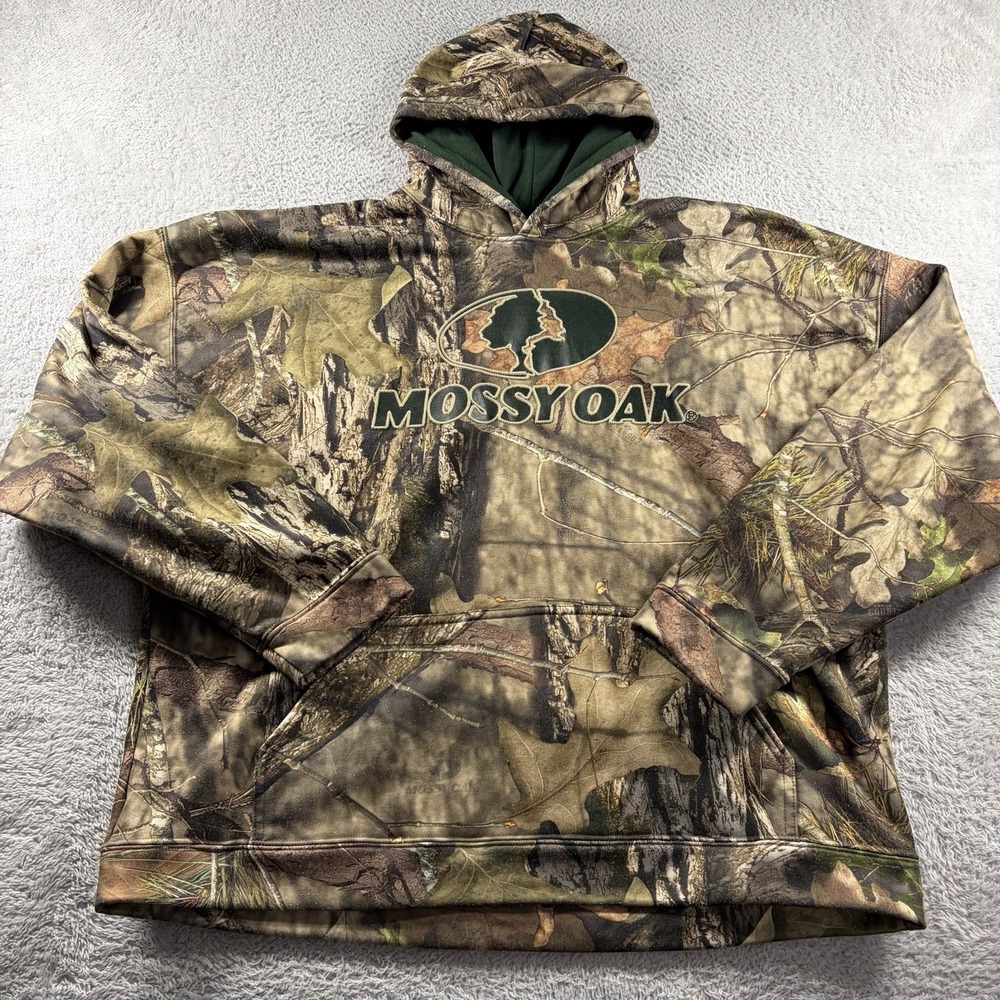 Mossy Oak Camo Hoodie Mens 2x XXL Performance Poly Fleece Lined
